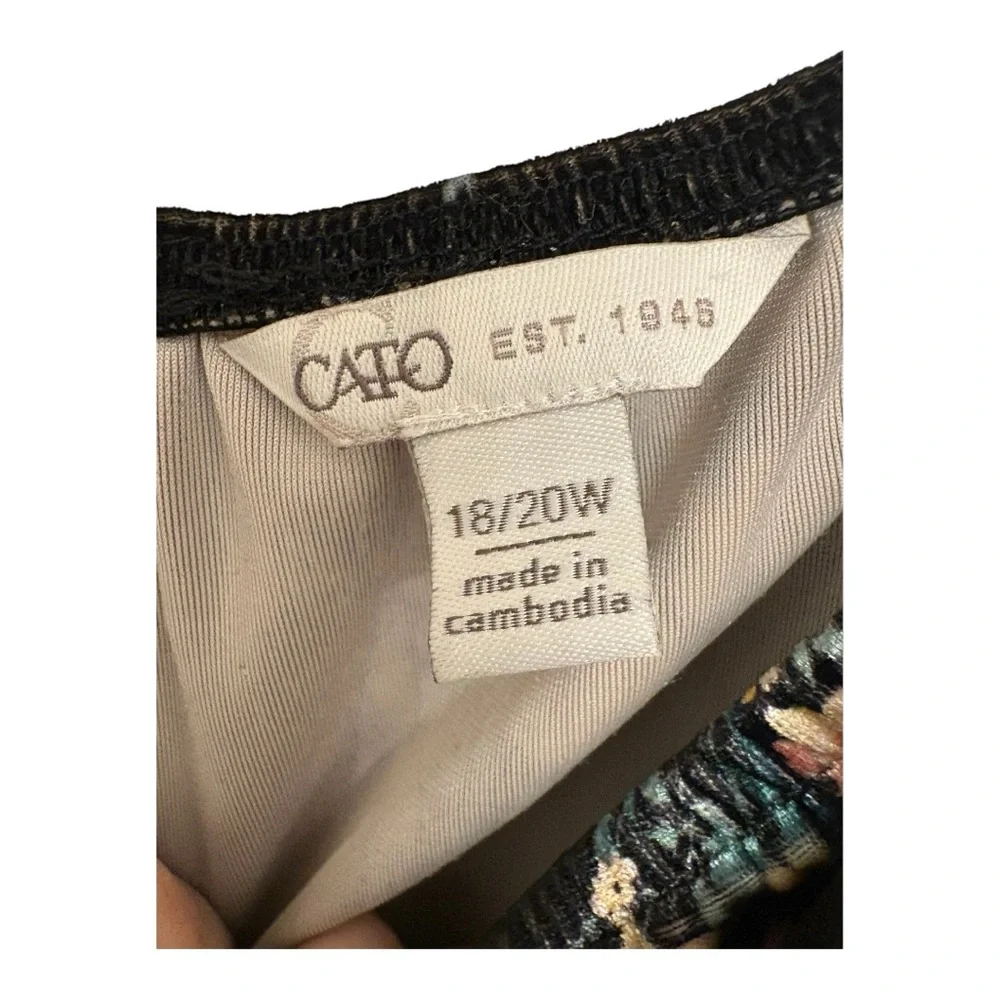 Cato Black Burnout Velvet Floral Blouse Dark Romantic Whimsigoth Plus 18/20W - Picture 3 of 5